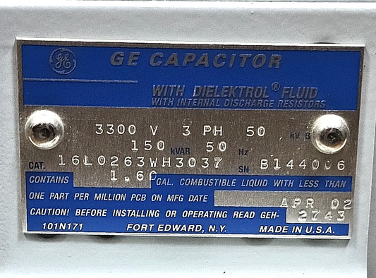 General Electronics | 16L0263WH3037 | High Voltage Capacitor 3300V | Made in USA1