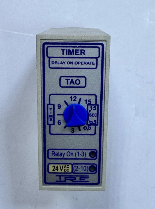 AVAL TAO DelayOn Operate Timer Relay – Adjustable 0.5–15 Sec, 24V AC/DC, Relay1
