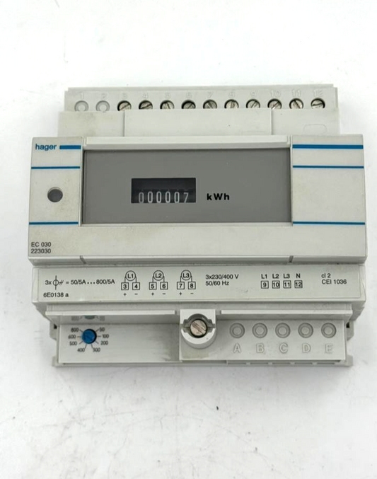 Hager EC 030 223030 3Phase Energy Meter | 50/5A to 800/5A1