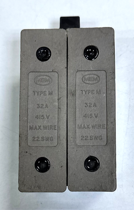 MEM | TypeM | Fuse Carrier Set | 32A415V | Fits Up to 22 SWG Wire1