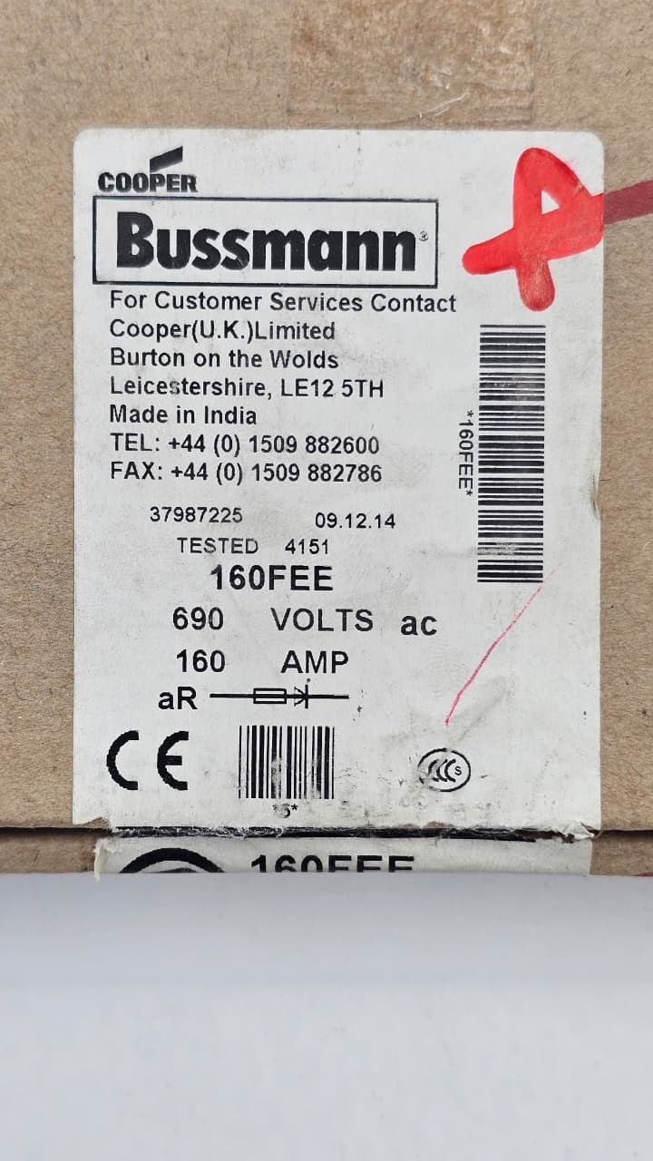 Cooper Bussmann 160FEE Fuse 160A 690V | Made in India ( Pack of 3) - saleem al tamimi electric equipment trading co llc-UAE