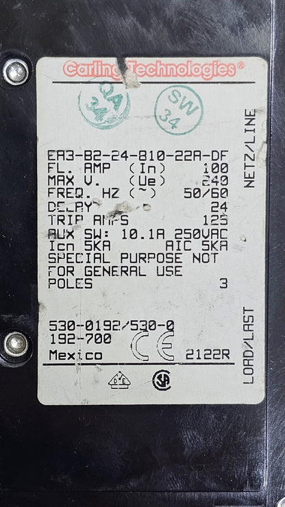 Carling Technologies |  ER3B22481022ADF | Circuit Breaker | 100A3
