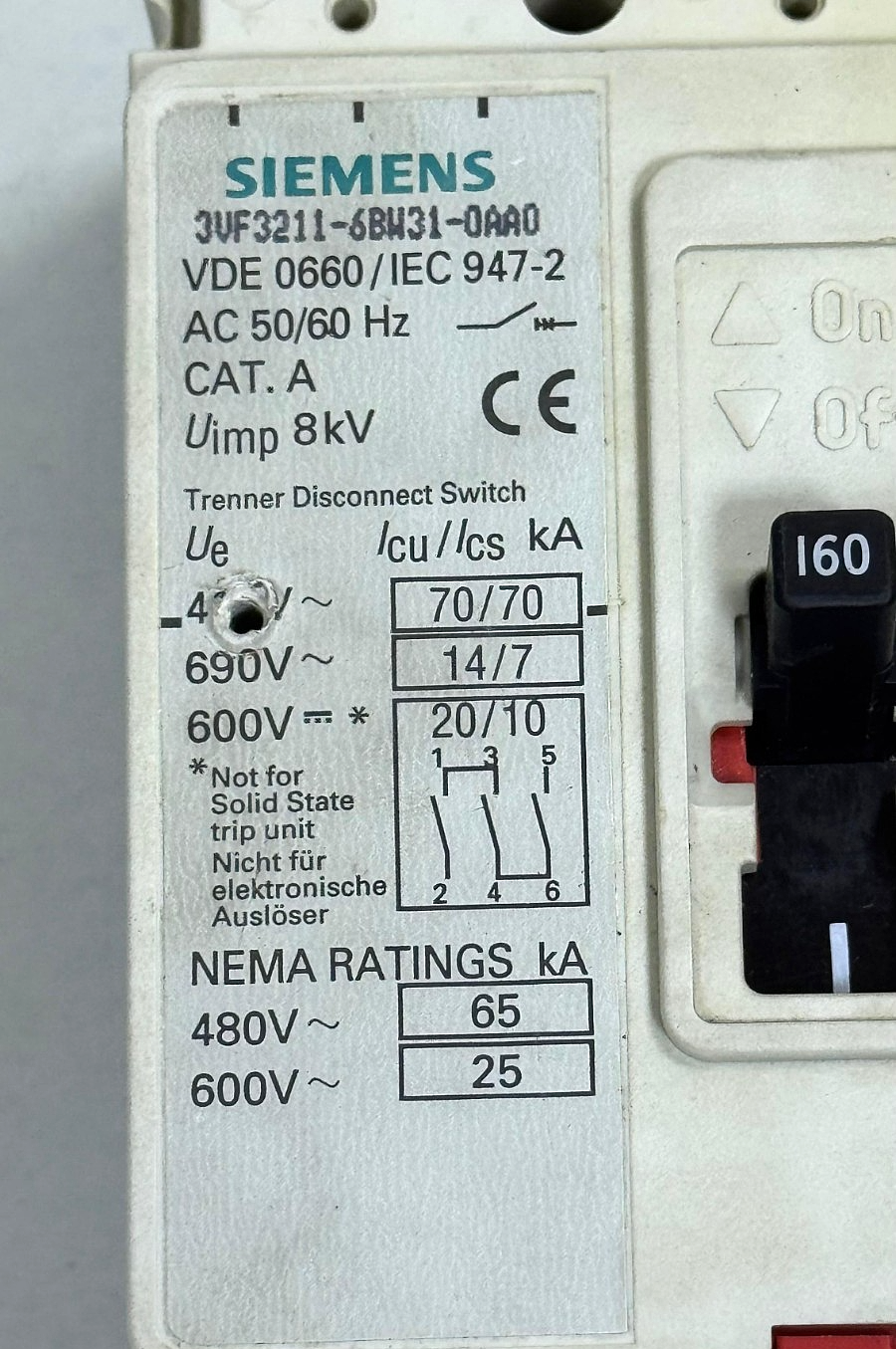 SIEMENS | 3VF32116BW310AA0 | Circuit Breaker | 160A1