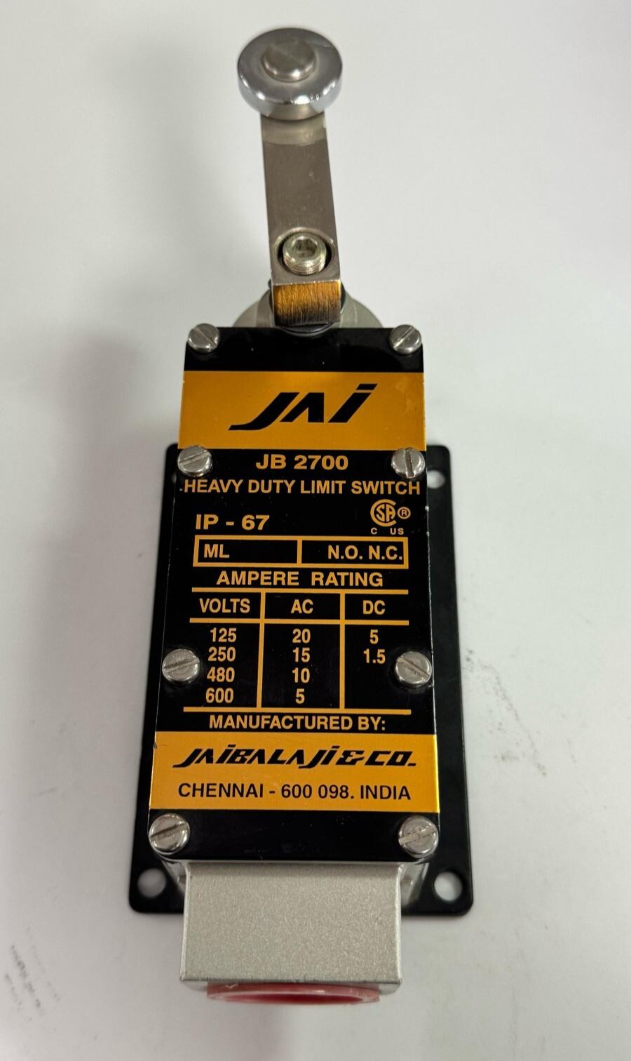 JAI JB 2700 Heavy Duty Limit Switch | IP67 | SPDT | N.O. + N.C. | 600V AC / 125V0