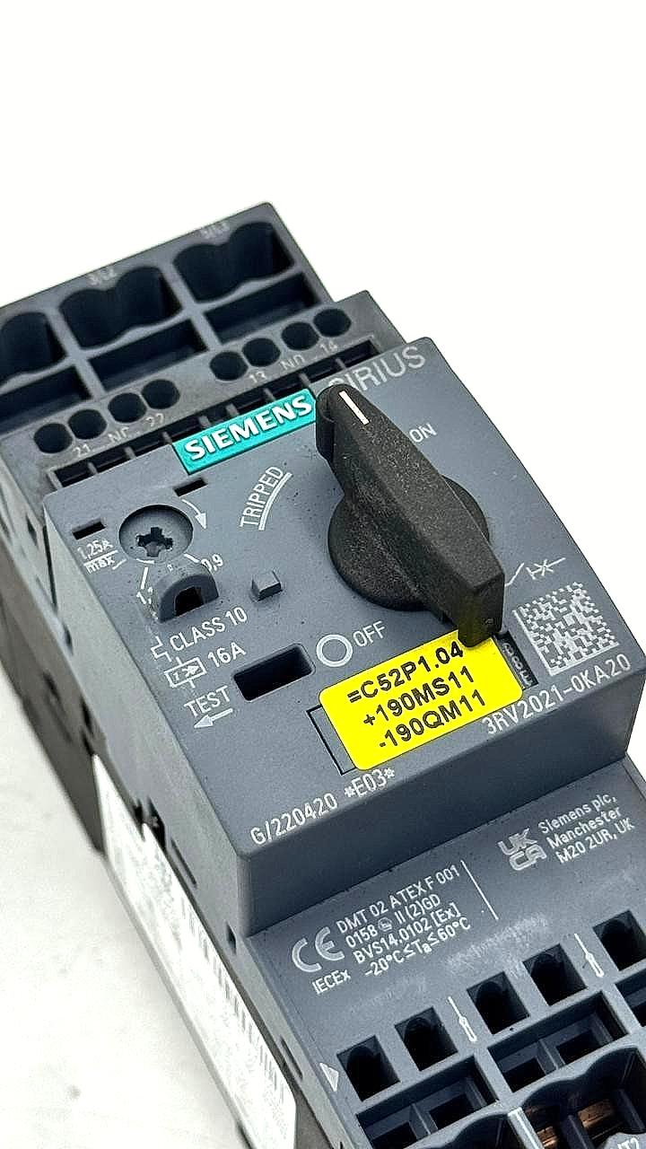 Siemens 3RV20210KA20 Motor Protection Circuit Breaker | 0.9–1.25A ( 1 pcs )2