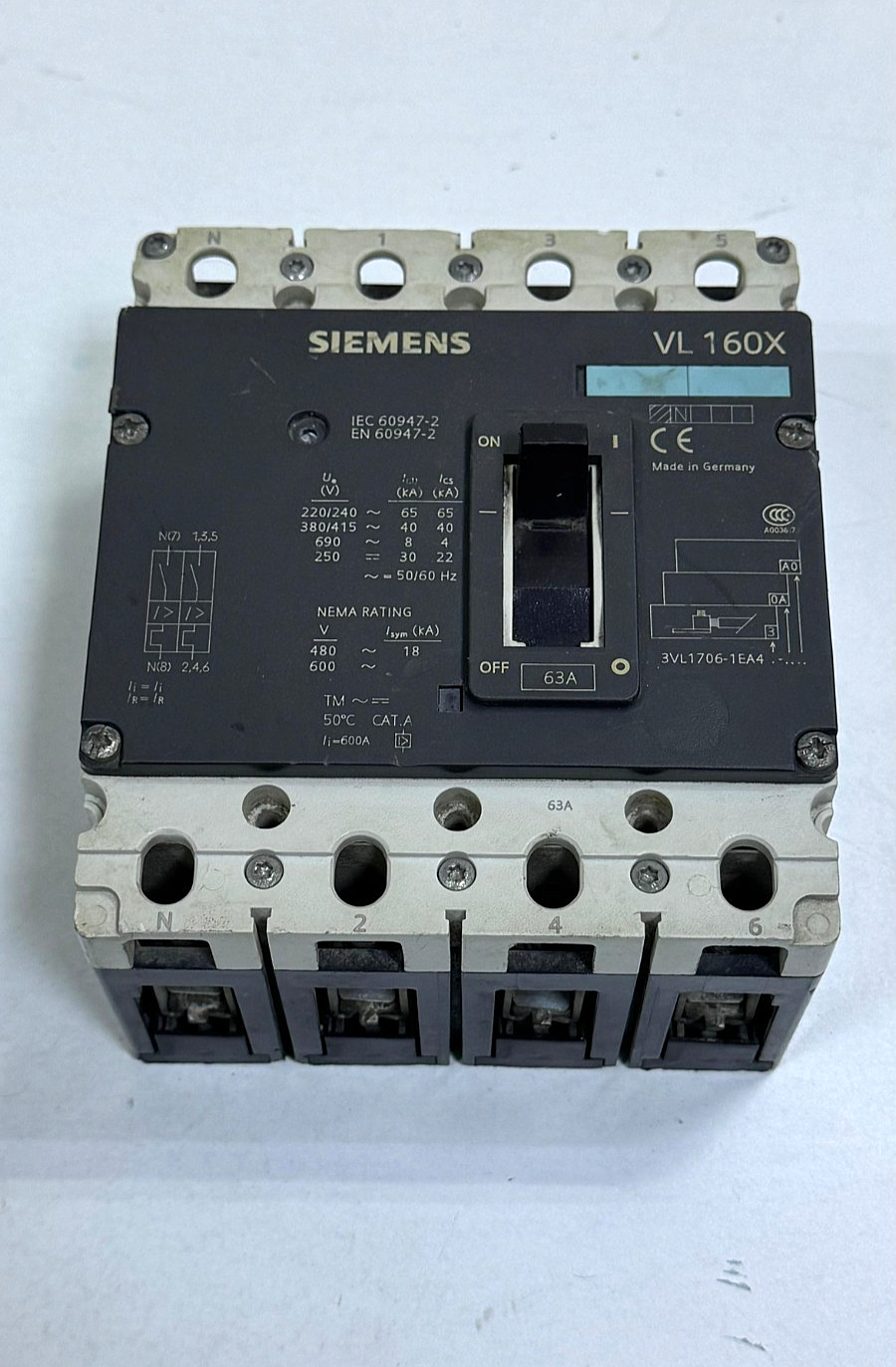 Siemens | 3VL17061EA430AA0 | 63 A | Circuit Breaker – Made in Germany0