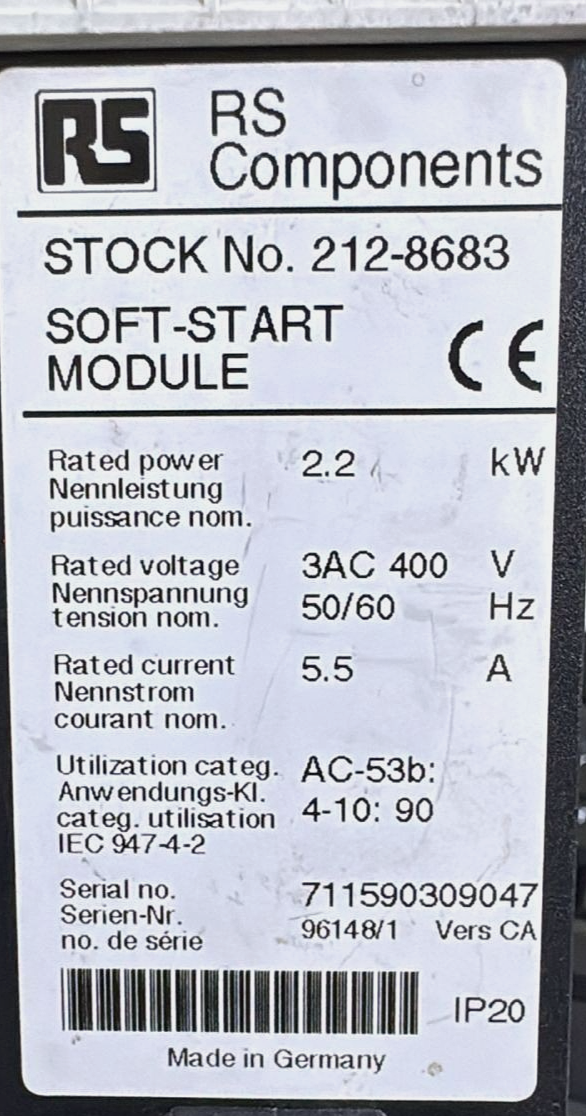 RS 2128683 | 2.2 kW 3Phase SoftStart Module | Made in Germany3