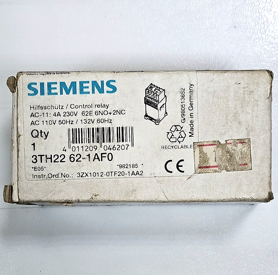 Siemens 3TH22 621AF0 Contactor Relay | 6NO+2NC | 10 A | Made in Germany1