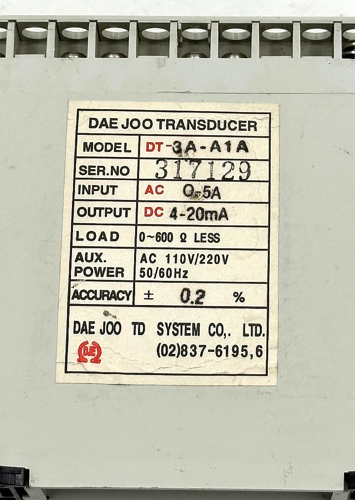 Daejoo DT 3A A1A Current Transducer | AC 110/220V4