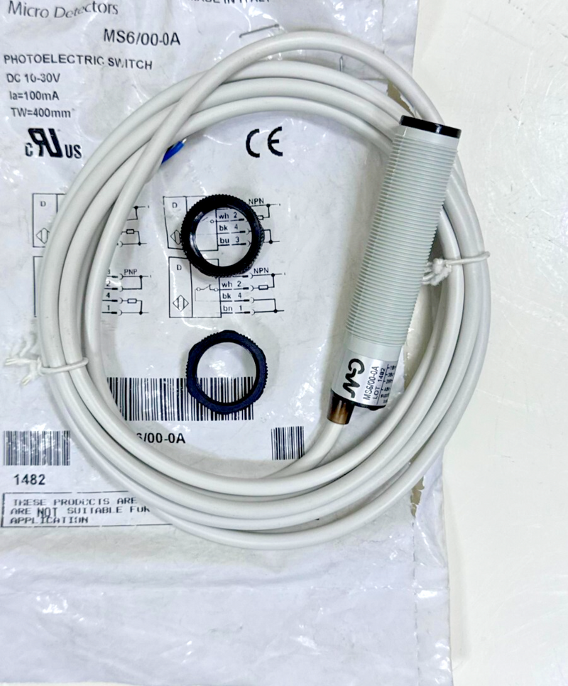 Micro Detectors MS6/000A Sensor | 10–30VDC Supply | 100mA Load | Made in Italy0