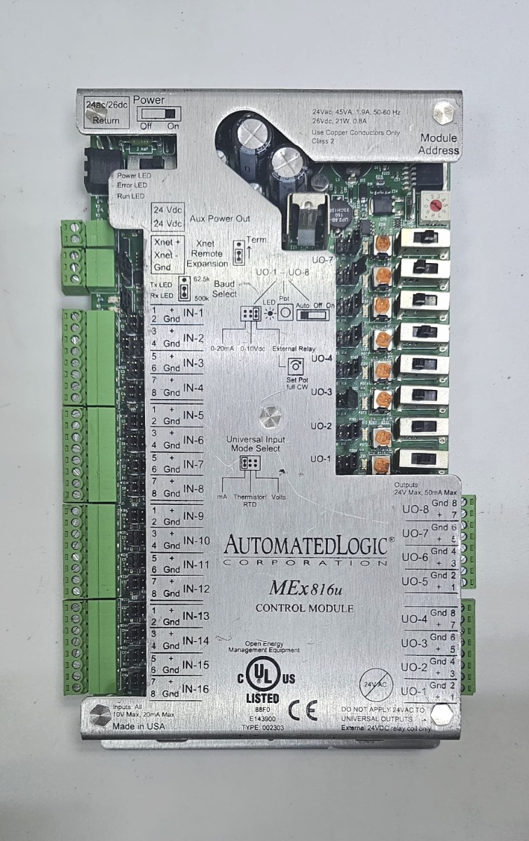 Automated Logic MEx816u Control Module | 24VAC | 26VDC | 45VA | Made in USA0