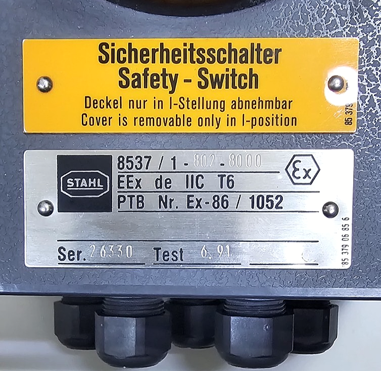 STAHL 8537/18028000 Safety Switch | EEx de IIC T6 | Explosion Proof | Germany1