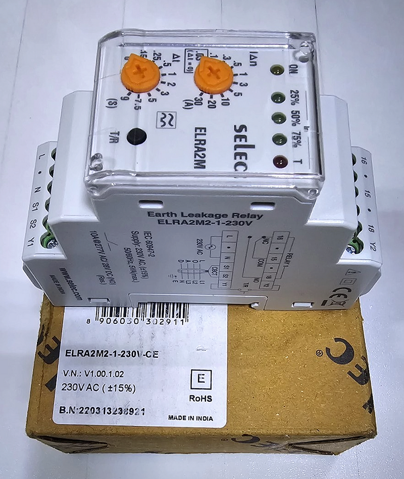 Selec ELRA2M21230V Earth Leakage Relay | 230V AC | 30A0