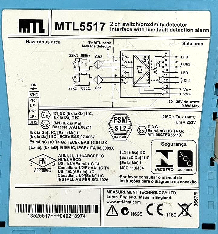 MTL 5517 2 Channel Switch/Proximity Detector Interface Module | UK MADE ( 1 pcs)3