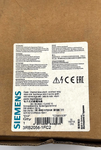 Siemens 3RB20561FC2 SIRIUS SolidState Overload Relay |200 A | Made in Germany6