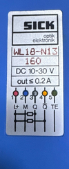 SICK WL18N13 Photoelectric Sensor | 10–30V DC Power Supply | Max Output 0.2A5