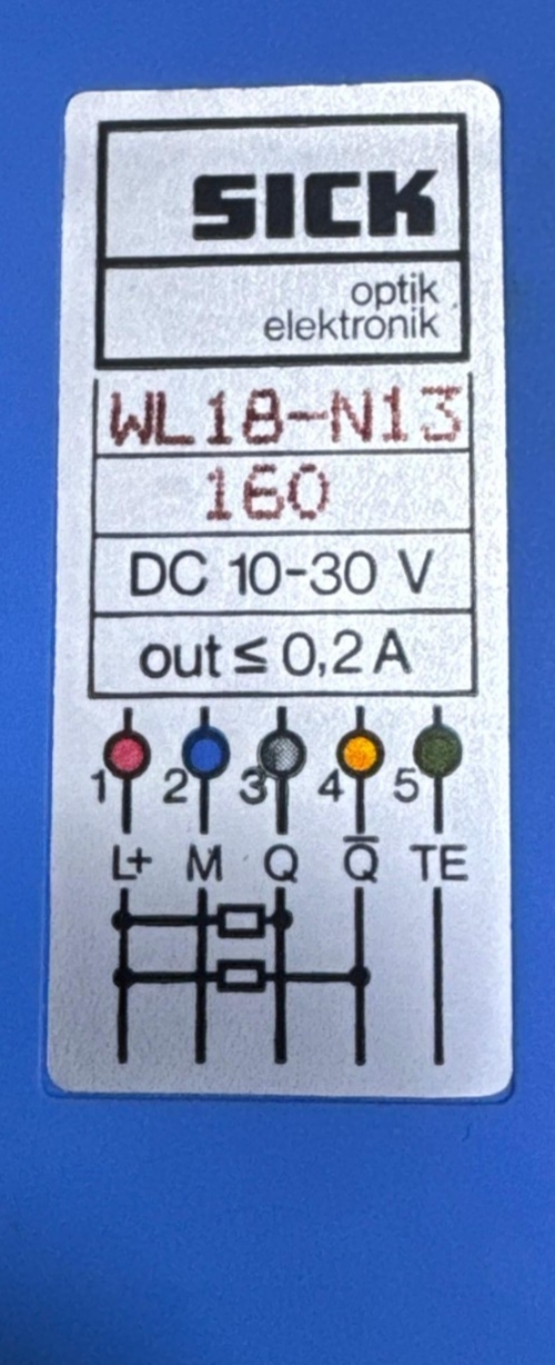 SICK WL18N13 Photoelectric Sensor | 10–30V DC Power Supply | Max Output 0.2A5