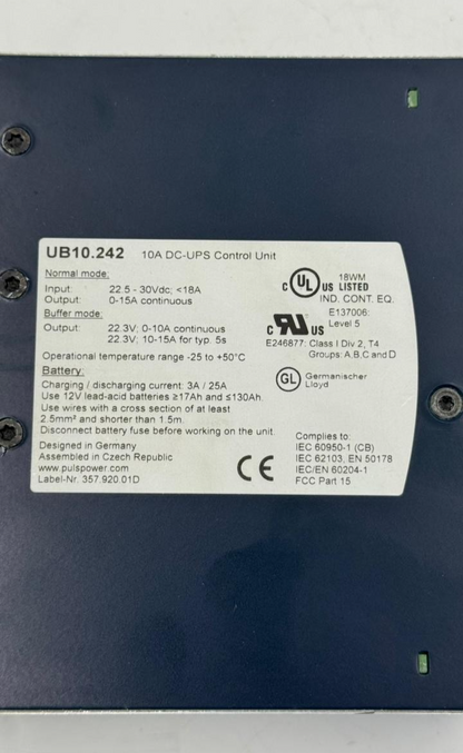 PULS DIMENSION UB10.242 | 10A DCUPS Control Unit | Czech Republic Made5
