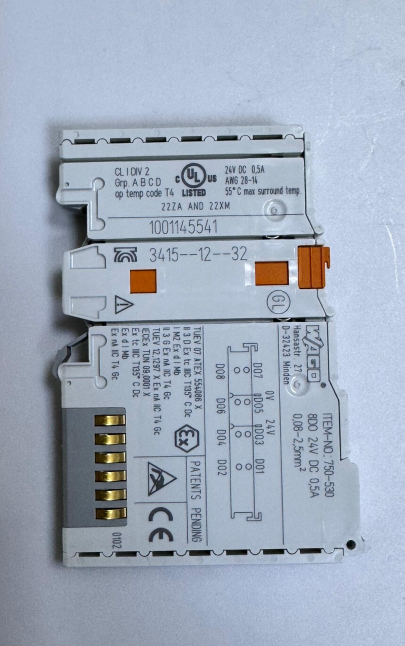 WAGO 750530 Digital Output Module – 8Channel, 24V DC, 0.5A, 0.08–2.5mm²0