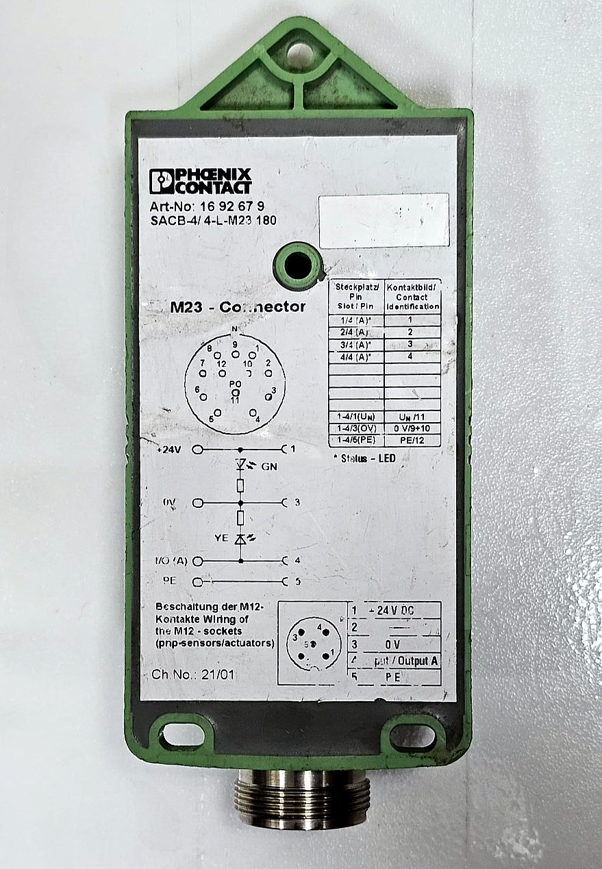 Phoenix Contact 1692679 SACB M23 Connector | SAC4/4LM23 1802