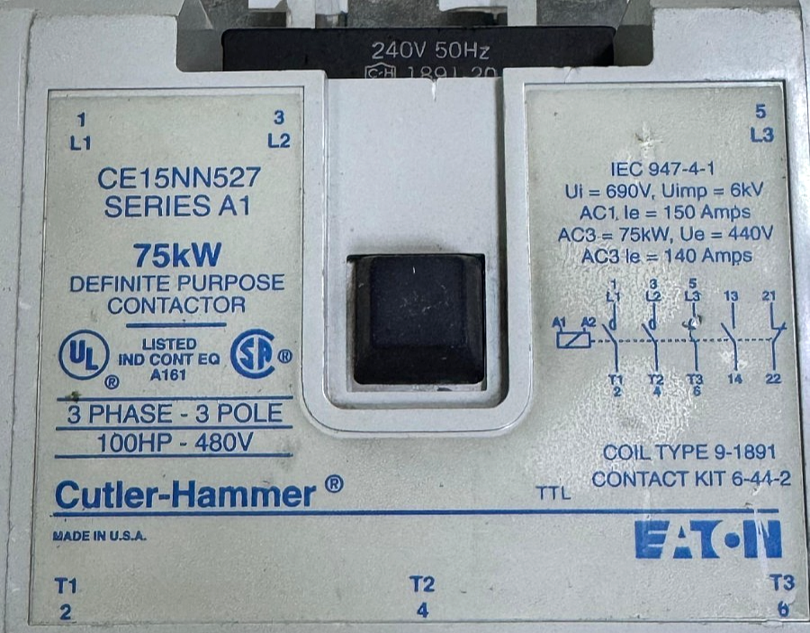 CutlerHammer CE15NN527 Series A1 Contactor | Definite Purpose Contactor | 150 A1