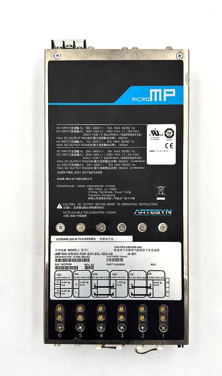 Artesyn MicroMP (uMP) Series uMP16SS21S21S2KS2KS2LIQQA0 Power Supply0
