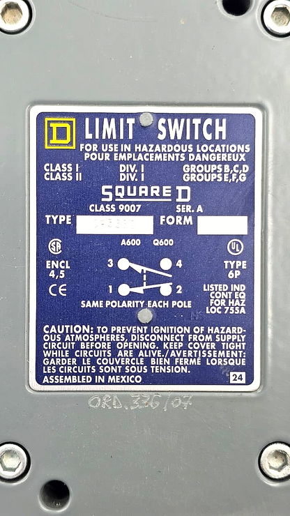 Square D Class 9007 | Type CR53B2 Limit Switch 5