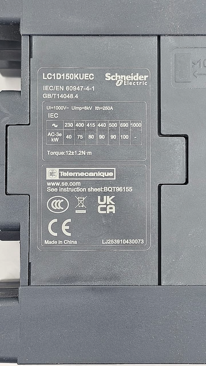 Schneider Electric TeSys LC1D150KUEC Contactor 440V150A | 100250V AC/DC Coil5