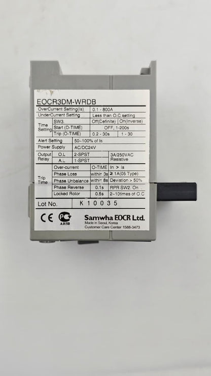 Samwha EOCR3DMWRDB Overcurrent & Undercurrent Relay | 0.1–800A | 24VAC/DC2