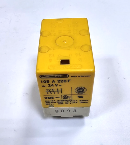 KUHNKE 105 A 220F Control Relay | 24V DC Coil | 16A | 380V AC | VDE 06602