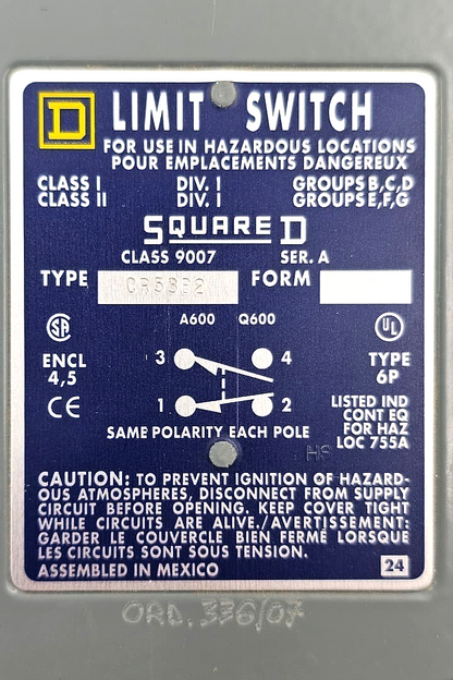 Square D Class 9007  | Type CR53B2 Limit Switch1