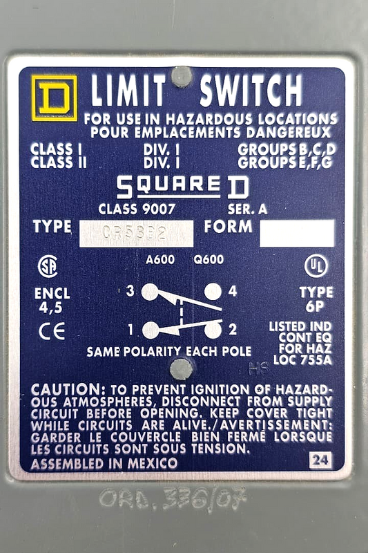 Square D Class 9007  | Type CR53B2 Limit Switch1