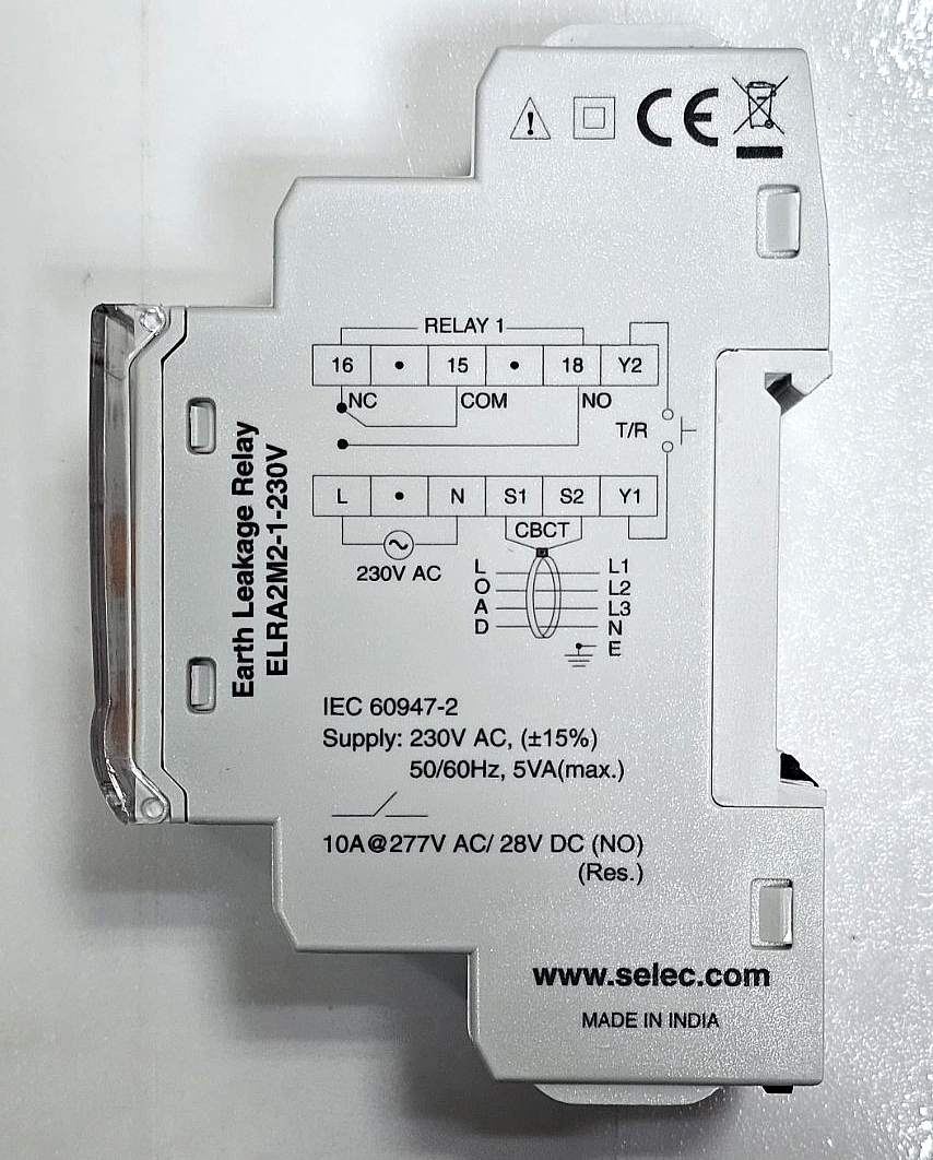 Selec ELRA2M21230V Earth Leakage Relay | 230V AC | 30A3