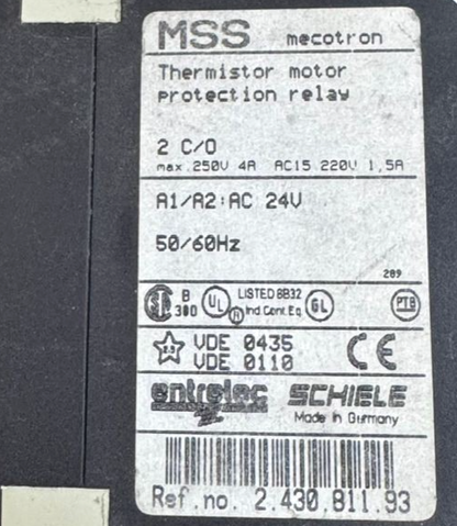Mecotron MSS 2.430.811.93 Thermistor Motor Protection Relay24V AC, 50/60Hz,2