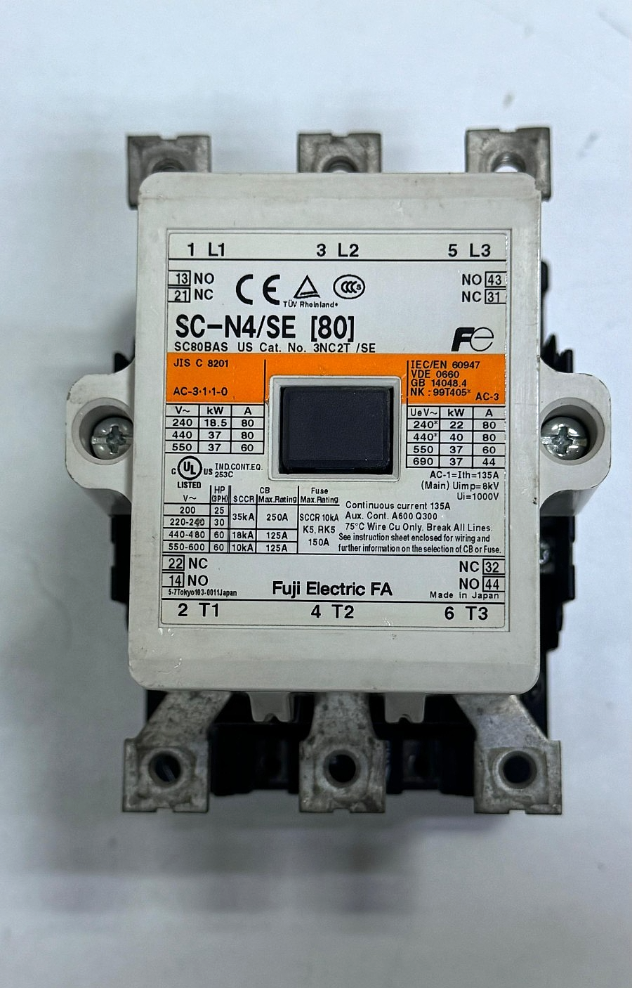 Fuji Electric | FA SCN4/SE | Contactor – 80 A , AC/DC Coil (2425V AC / 24V)1
