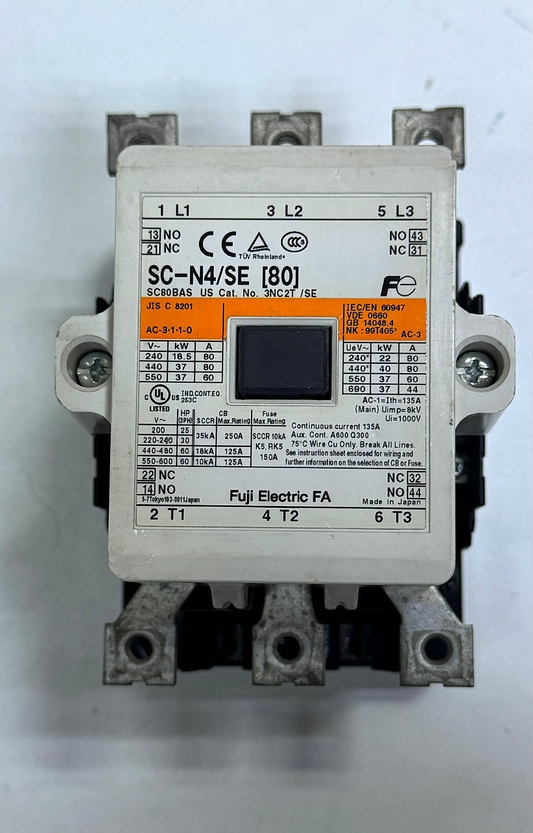 Fuji Electric | FA SCN4/SE | Contactor – 80 A , AC/DC Coil (2425V AC / 24V)1