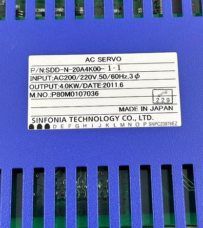 Sinfonia SDDN20A4K0011 AC Servo Drive | 4.0kW | Made in Japan8