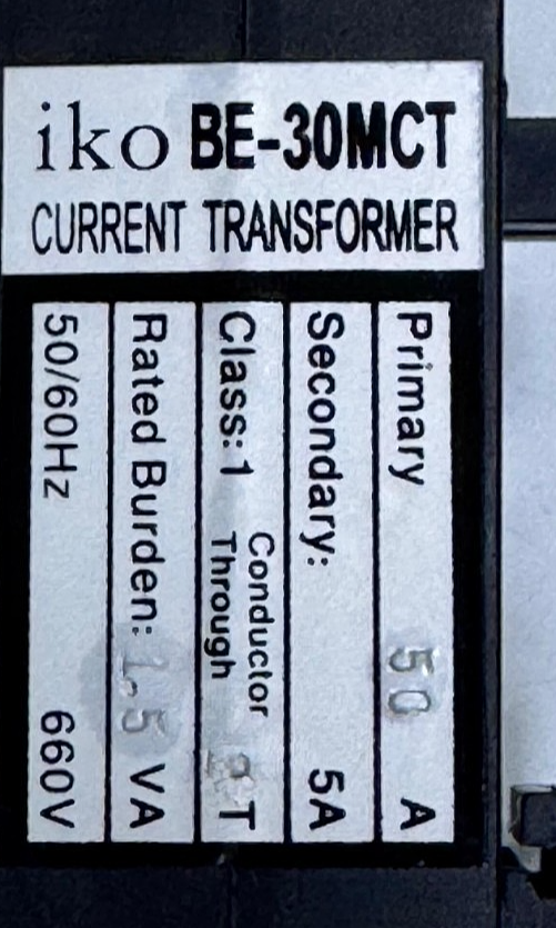 IKO | BE30MCT | Current Transformer – 660V, 50A Primary, 5A Secondary3
