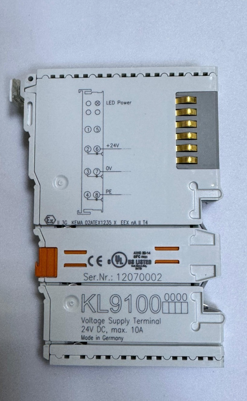 RS KL9100 Voltage Supply Terminal – 24V DC, Max 10AMade in Germany0