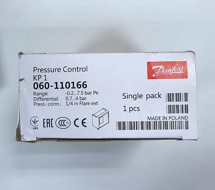 Danfoss KP1 Pressure Control Switch | 060110166 | 0.2 to 7.5 Bar Range | 1/4"2