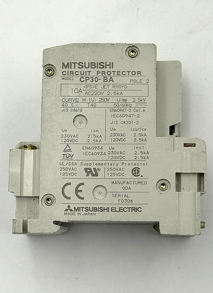 Mitsubishi CP30BA 2Pole Circuit Protector, 10A |  220V AC ( 1 pcs )2