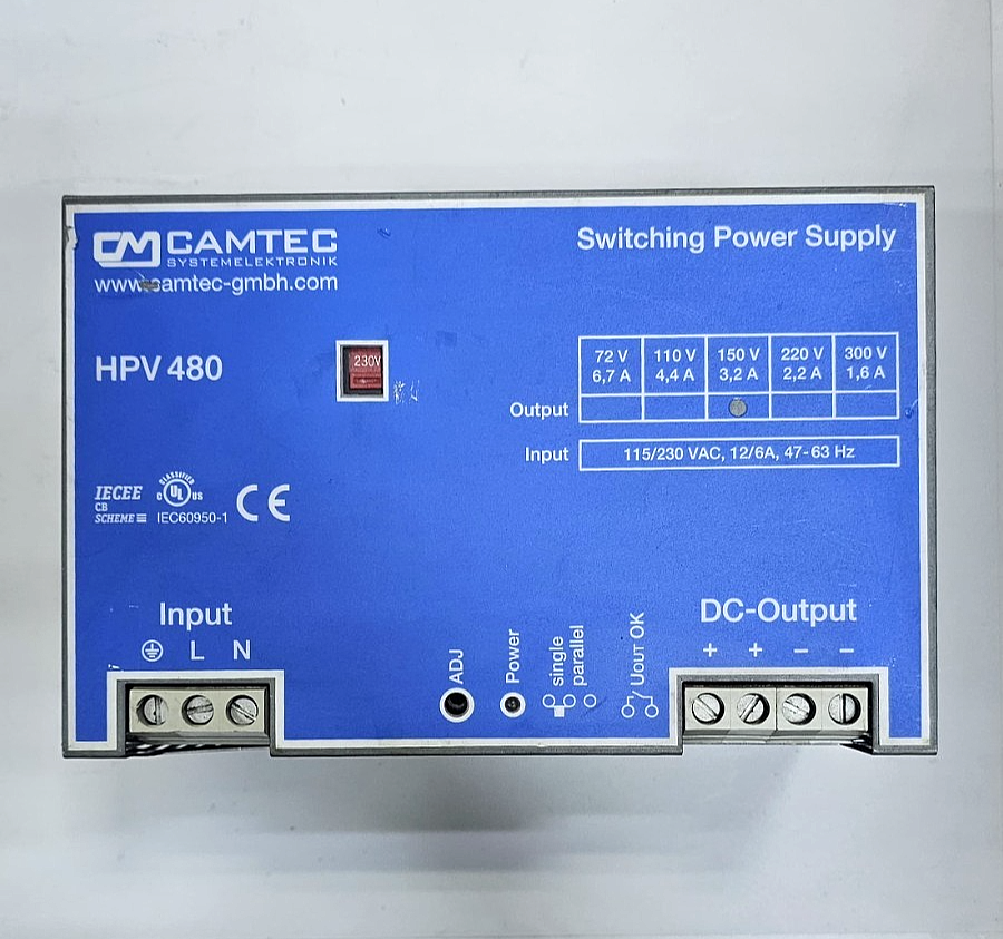 Camtech HPV 480 Switching Power Supply – Dual Input 115/230V AC, Output 150V DC0
