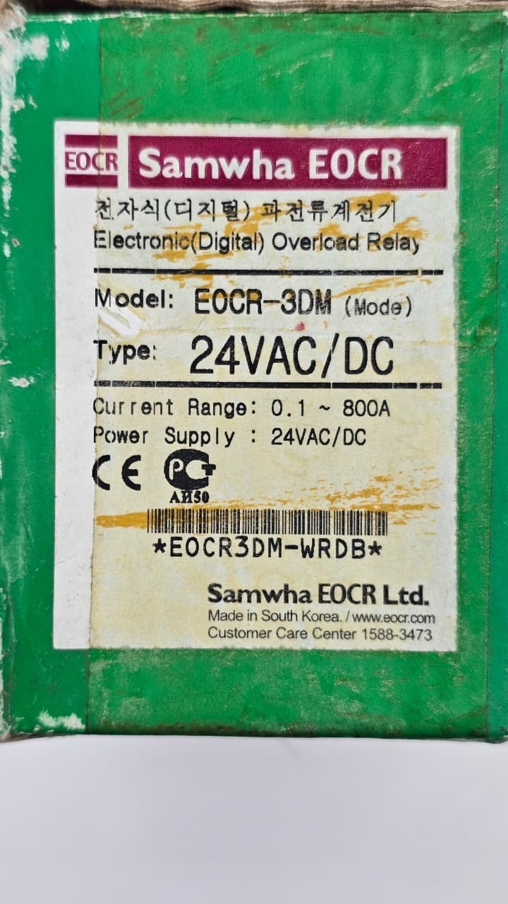 Samwha EOCR3DMWRDB Overcurrent & Undercurrent Relay | 0.1–800A | 24VAC/DC5