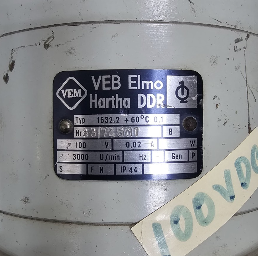 VEB Elmo Hartha S 1632.2 Motor – 3000 U/min, 100V DC, 0.02A, Made In Germany1