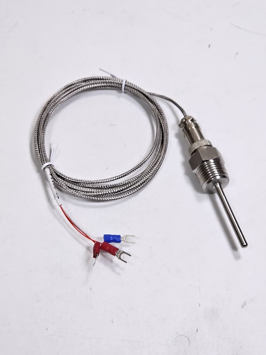 PT100 | Thermocouple Sensor | 5mm Probe | 52mm Length | 2m Wire | 8 mm Thread0