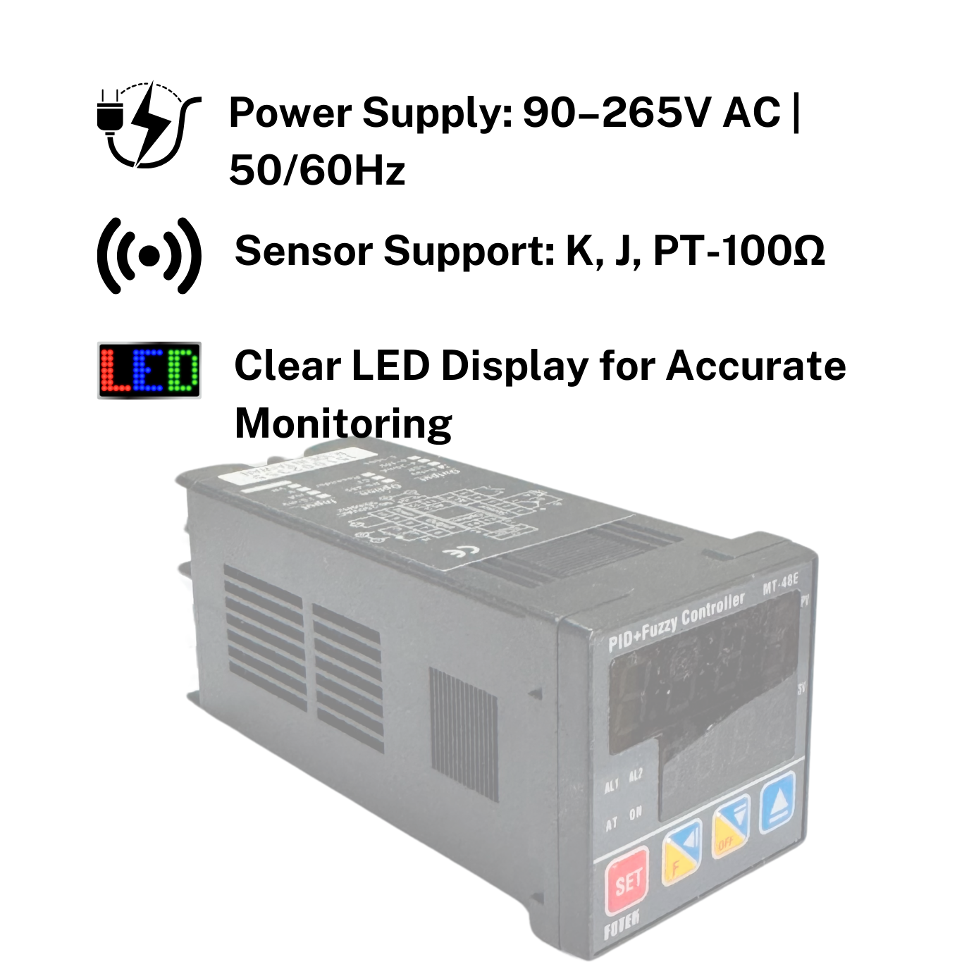 MT48RE  Temperature Controller | Relay/12V/420mA Output | ON/OFF | 110/220V A4