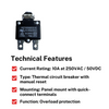 W57-XA1A4A-10-10 Thermal Circuit Breaker 10A 250VAC/50VDC( Pack of 10 pcs).3
