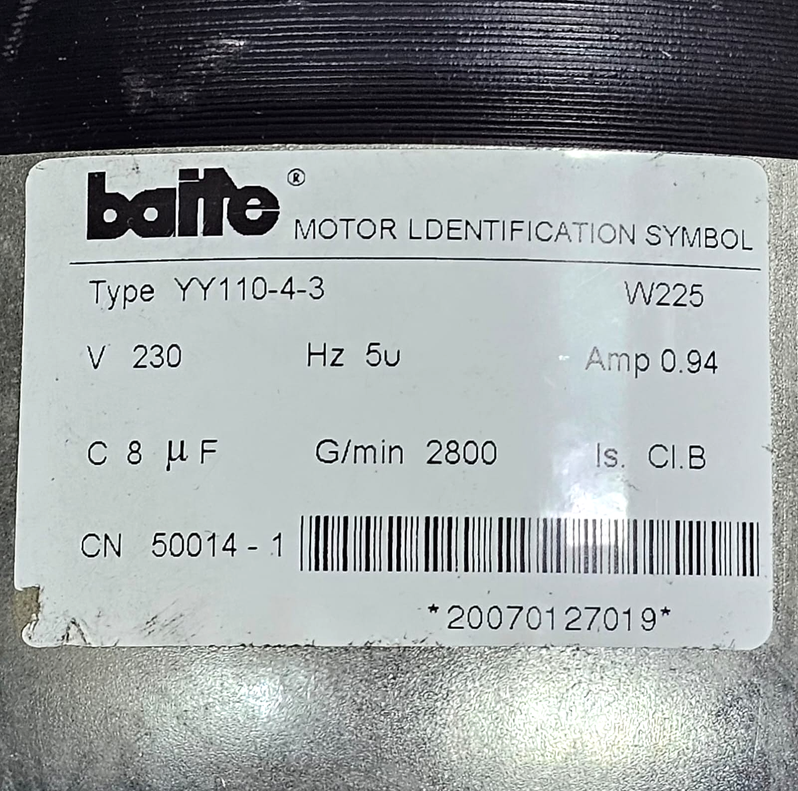Baite | YY11043 Electric Motor | 230V | 0.94A | 2800 RPM1
