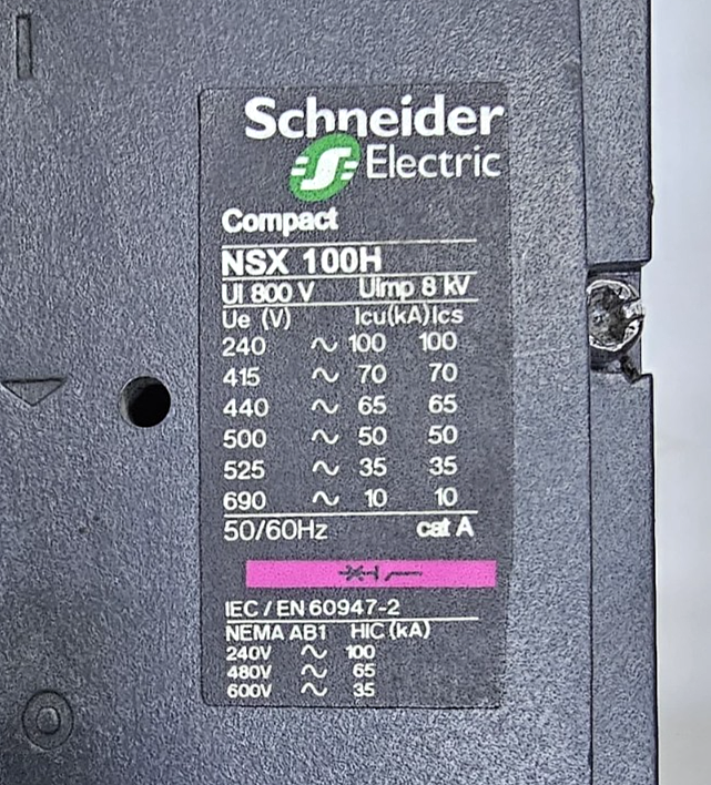 Schneider Electric Compact NSX 100H Circuit Breaker | 70/100A | 50/60Hz | 800VAC1