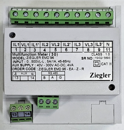 Ziegler | Ziegler EMD 96 | Multifunction Power Meter | Digital Panel Meter | 5A3